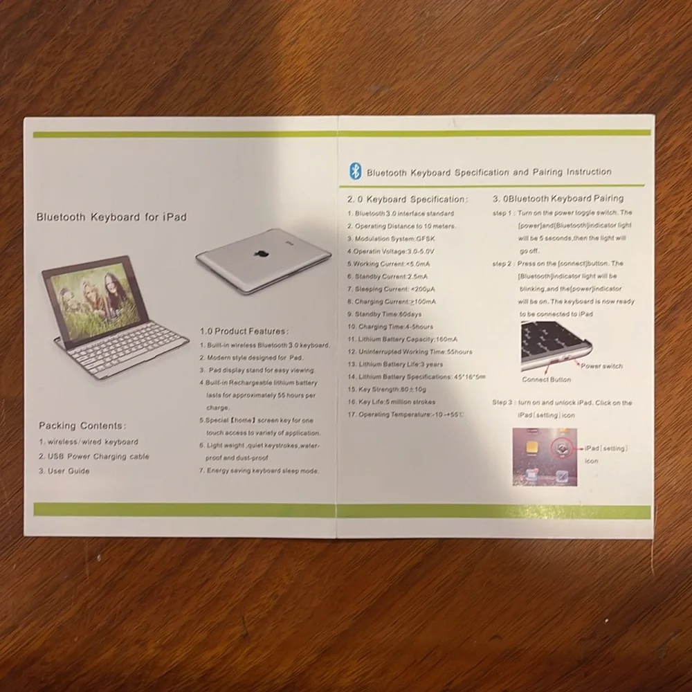 Mobile Bluetooth keyboard for new iPad 2/3. New - Open box